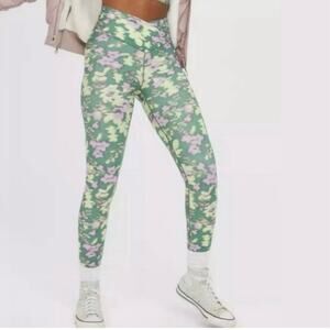 Offline By Aerie Real Me High Waisted Crossover 7/8 Leggings Size LS Floral NEW